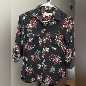 LOFT Floral Button-Up Blouse